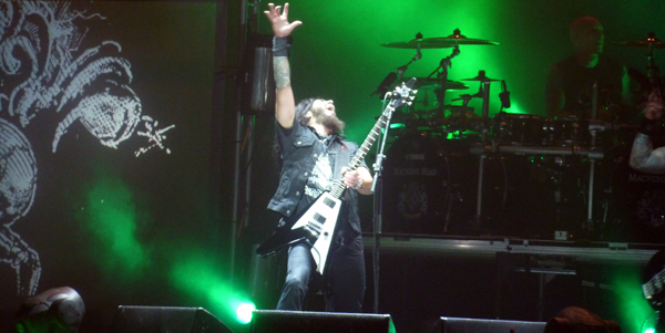 Robb Flynn of Machine Head on stage at Wembley
