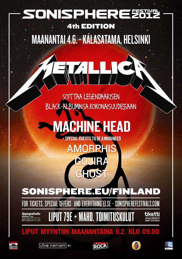Sonisphere Finland Lineup Poster