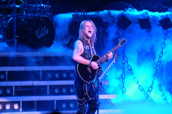 Richie Faulkner of Judas Priest on stage at the Hammersmith Apollo, London, May 2012