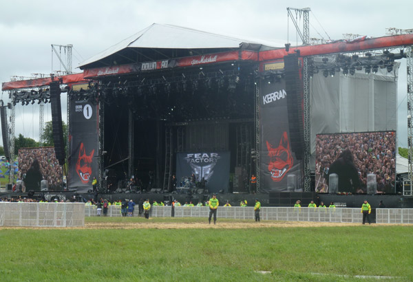 Fear Factory playing to a half empty front of the field at Download 2012