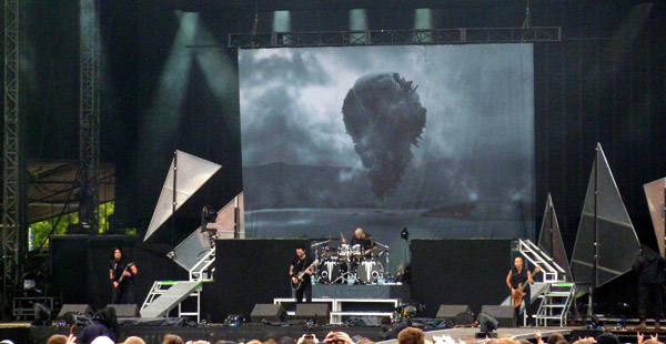 Trivium on stage at Download 2012