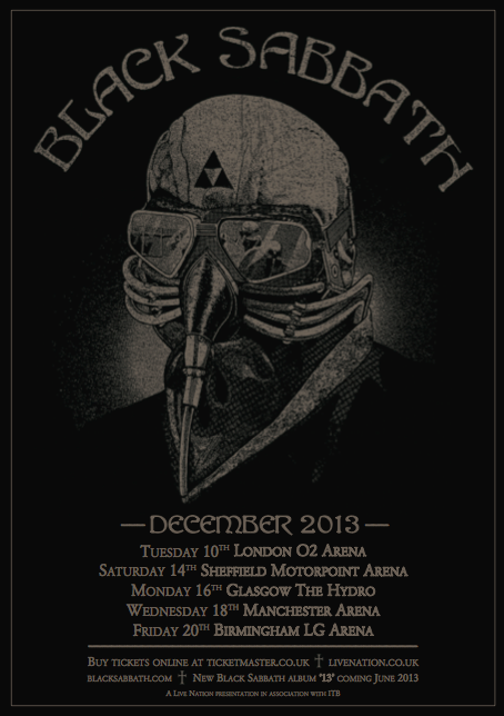 Black Sabbath 2013 UK Arena Tour Poster