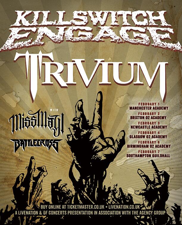 Killswitch Engage & Trivium UK Tour Poster 2014 with Miss May I and Battlecross Support Added