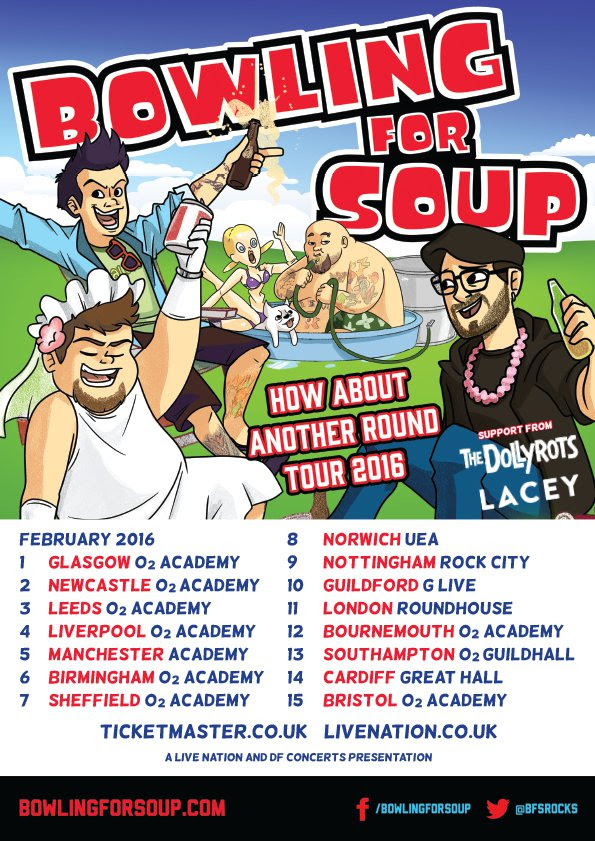 Bowling For Soup The Dollyrots and Lacey How About Another Round 2016 UK Tour Poster