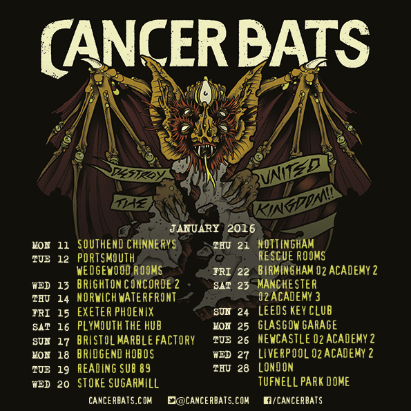 Cancer Bats Destroy The UK January 2016 Tour Poster
