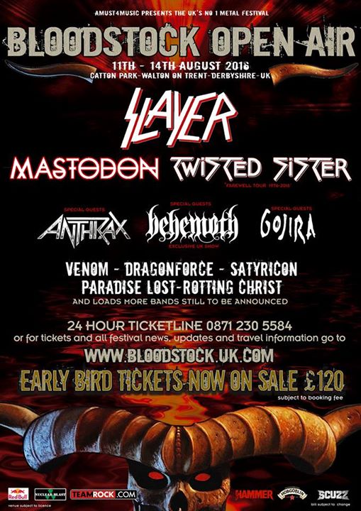 Bloodstock Open Air Festival 2016 All Headliners Slayer Poster