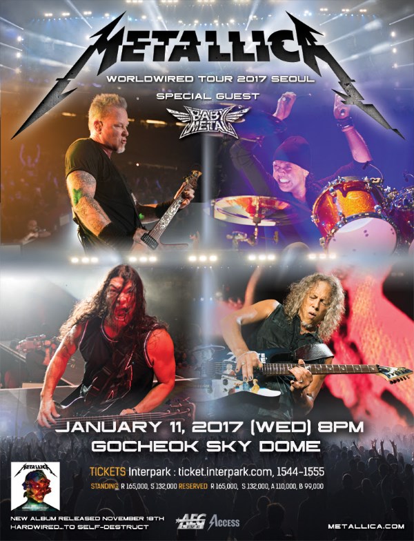 Metallica Babymetal Korea Show 2017 Poster