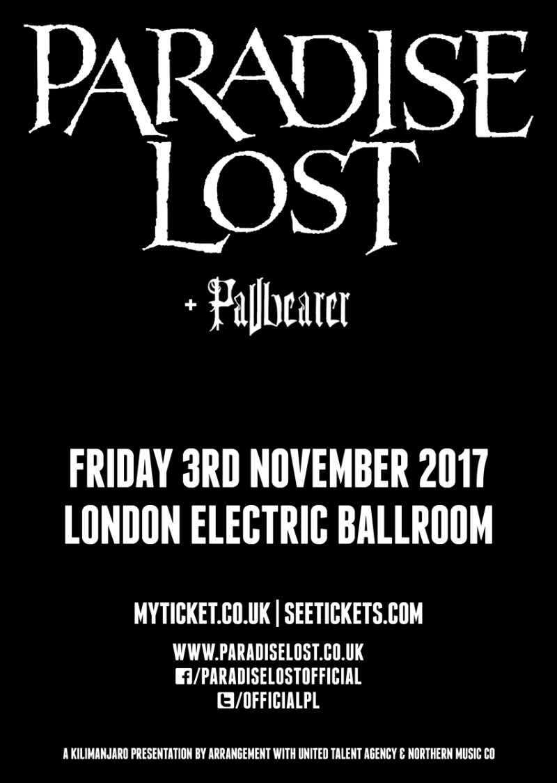 Paradise Lost Pallbearer London Electric Ballroom Show Poster November 2017