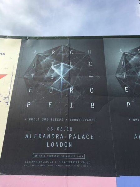 Architects While She Sleeps Counterparts Alexandra Palace Show Poster From Reading 2017