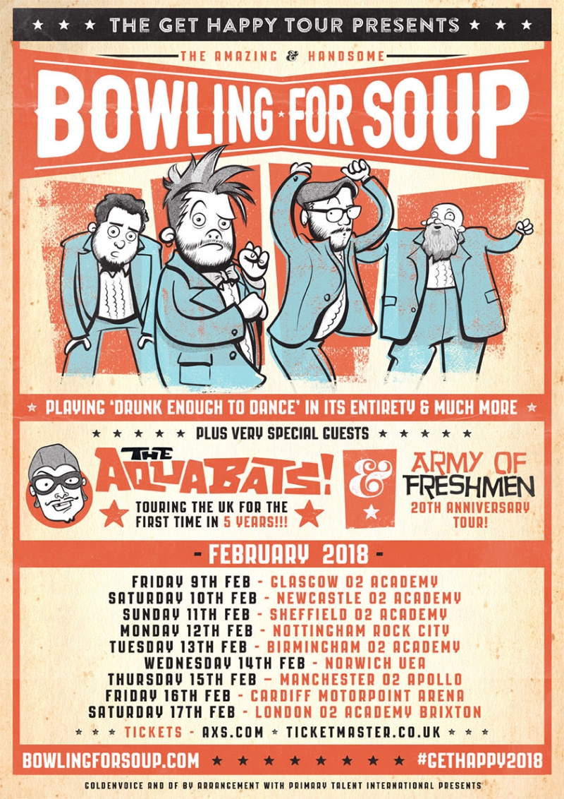 Bowling For Soup Get Happy Tour 2018 UK Poster