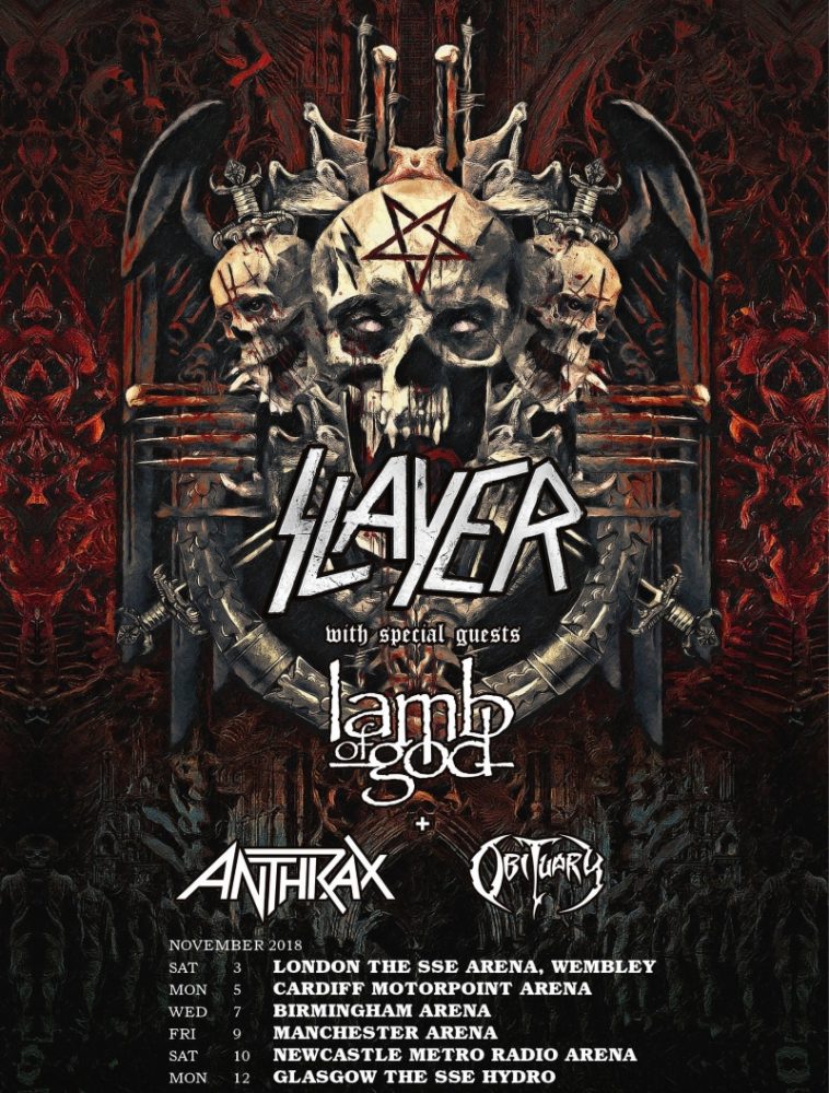 Slayer UK Farewell Tour Poster November 2018