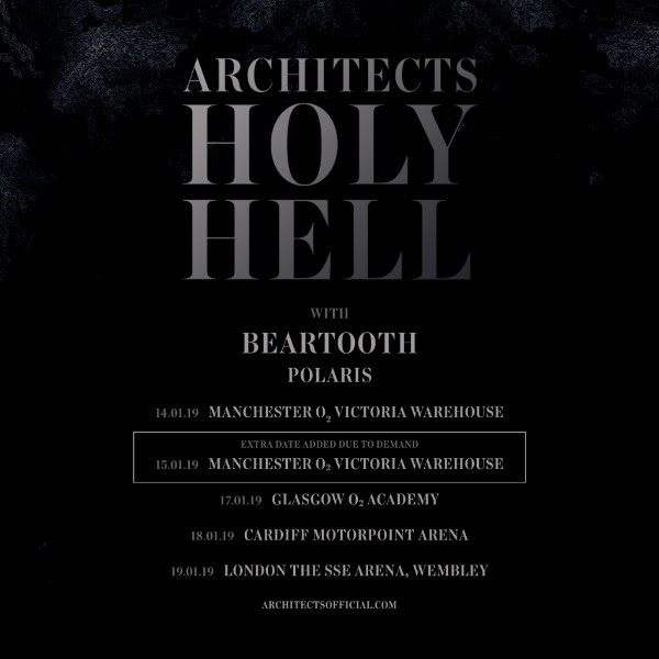 Architects 2019 UK Tour Poster Extra Manchester Show