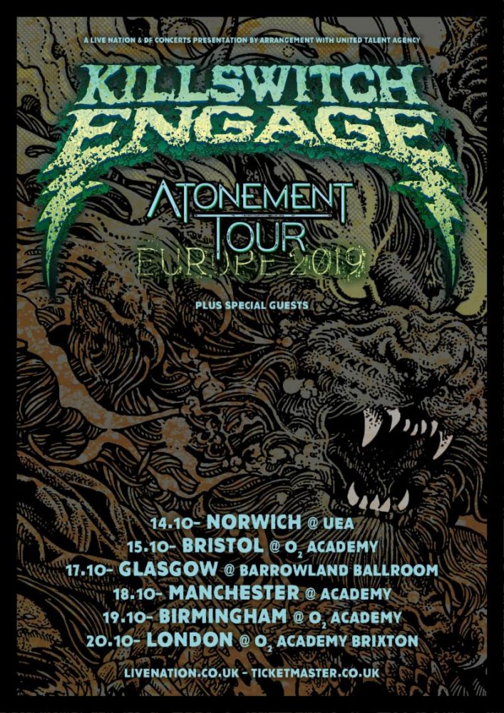 Killswitch Engage October 2019 UK Tour Poster