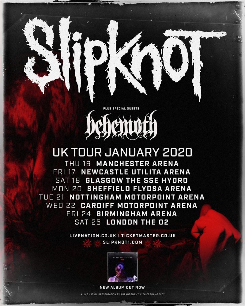 Slipknot Behemoth January 2020 UK tour