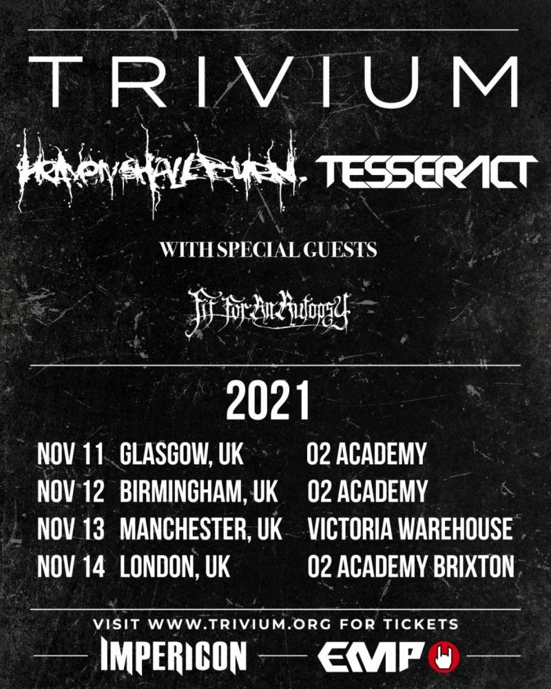 Trivium November 2021 UK Tour Poster
